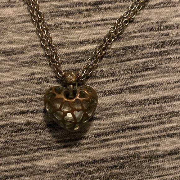 Reversible Silver-Tone Light-Pink Puff Heart Pendant Double Chain Necklace - Picture 9 of 12